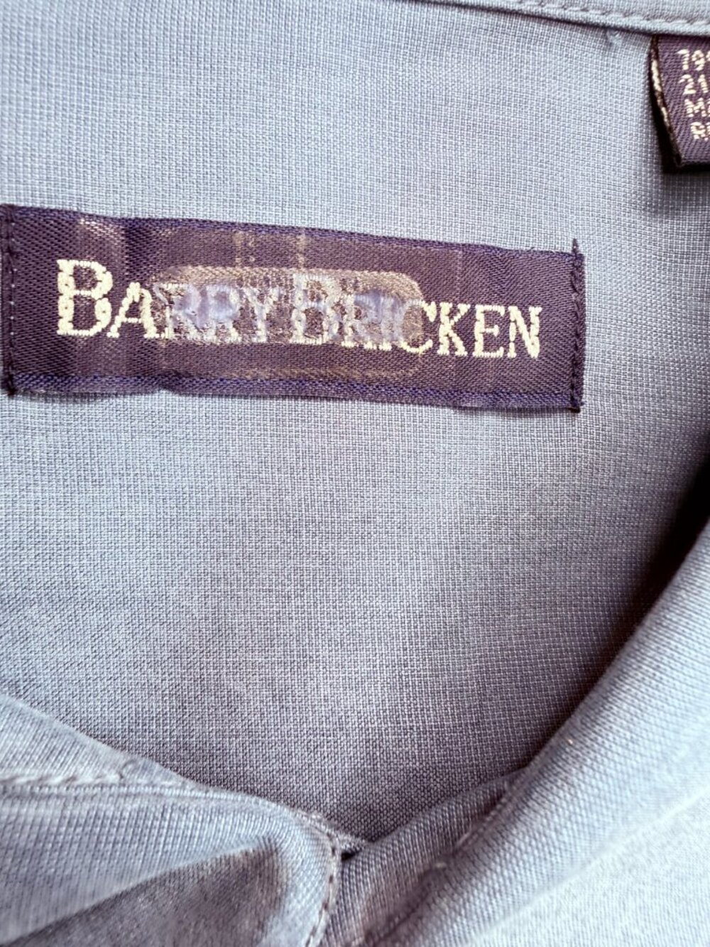 Barry Bricken Mens Silk Blend Camp Shirt Sz XL Gray-Blue - Picture 3 of 8